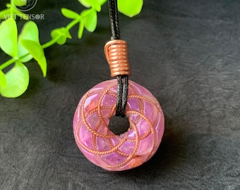 Amethyst Tesla 369 Torus Pendant - Rodin Coil Orgonite Necklace - Flower of Life Sacred Geometry - Scalar Energy Generator - EMF Amulet