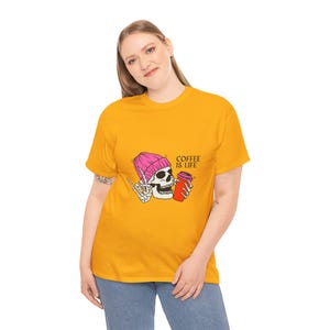 Coffee Lover T-Shirt: Skeleton with Coffee Graphic Tee