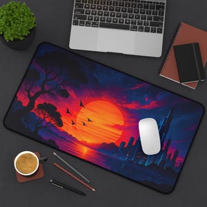 Fantasy Sunset Desk Mat - Vibrant Gaming Mouse Pad, Home Office Decor, Unique Gift for Gamers, Workstation Accessory, Desk Organizer