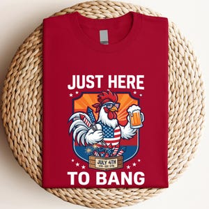 Available color options for the funny patriotic rooster and fireworks Independence Day t-shirt.