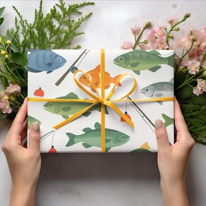 Carta da regalo a tema pesca, Carta da regalo a tema pescatore, Articoli per feste all'aperto, Decorazioni per feste nautiche, Carta da regalo a tema sottomarino, Gita di pesca