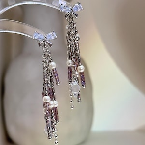 Kpop Demon Hunters Inspired Earrings, Rumi Mira Zoey Earrings, Crystal Purple earring Set, Cosplay jewelry, Kpop earrings