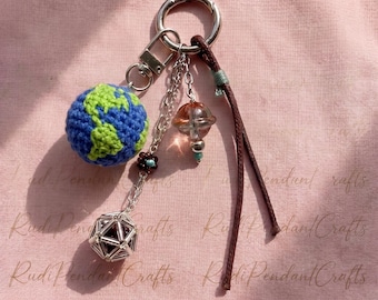 Project Hail Mary Rocky Inspired Keychain Charm, Phone Charm with Earth Crochet, Japanese Glass Tube and Planet Pendant, Gift for Movie Fans