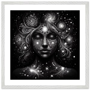Lucid Nebula | Framed Cosmic Portrait | Celestial Woman | Gift for Meditator
