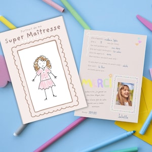 cadeau de remerciement pour Maîtresse à compléter - Cadeau d enfant à imprimer - Dessin et souvenirs à offrir en fin d’année scolaire