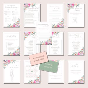 Pack Jeux EVJF Bohème chic, 13 Jeux + 48 Cartes à imprimer, set de jeux pour fête de fiançailles aquarelle fleurie PDF, modèle en français