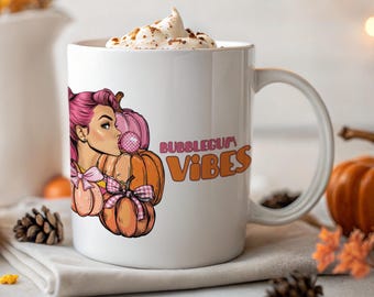 Autumn Chic Ceramic Mug | Pumpkin Spice Lover Gift, Fall Coffee Cup, Cute Tea Mug, Seasonal Kitchen Decor, Cozy Pumpkin Vibes