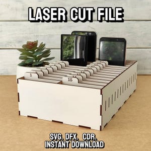 Phone Organizer SVG | 28 Slots Phone Holder Laser Cut File | Mobile Storage Rack Template for Classroom | 3mm Plywood CNC File