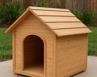 Plano de construcción de caseta para perro moderna: Guía de carpintería en PDF (Descarga digital)