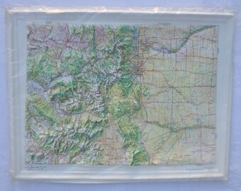 Vintage 1976 Colorado 3-D Kistler Graphics Raised Relief Map