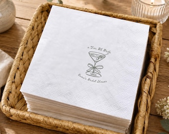 Personalized Dirty Martini Bridal Shower Napkins, Custom Martini Bachelorette Cocktail Napkins, Bride to Be Party Decor