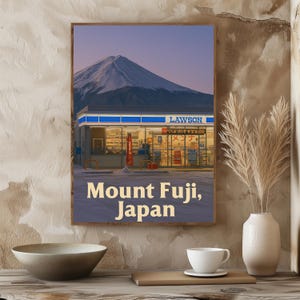 Japan Lawson Fuji Print | Mt Fuji Sunrise Original Art Print, Japanese Store Aesthetic print, Instant Download