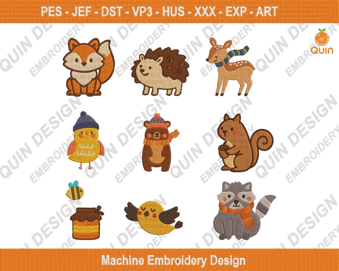 Forest Animal Embroidery Design: Fox, Bear, Deer (digital Download) - Etsy