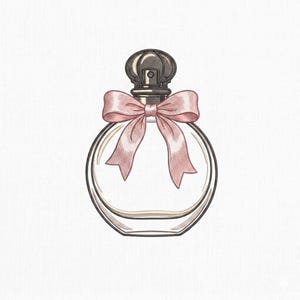 Coquette Perfume Bottle Embroidery Design File, Pink Bow Perfume Machine Embroidery