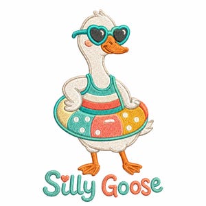 Alberne Gans Stickdatei, Sommergans Pool Float Maschinenstickdatei