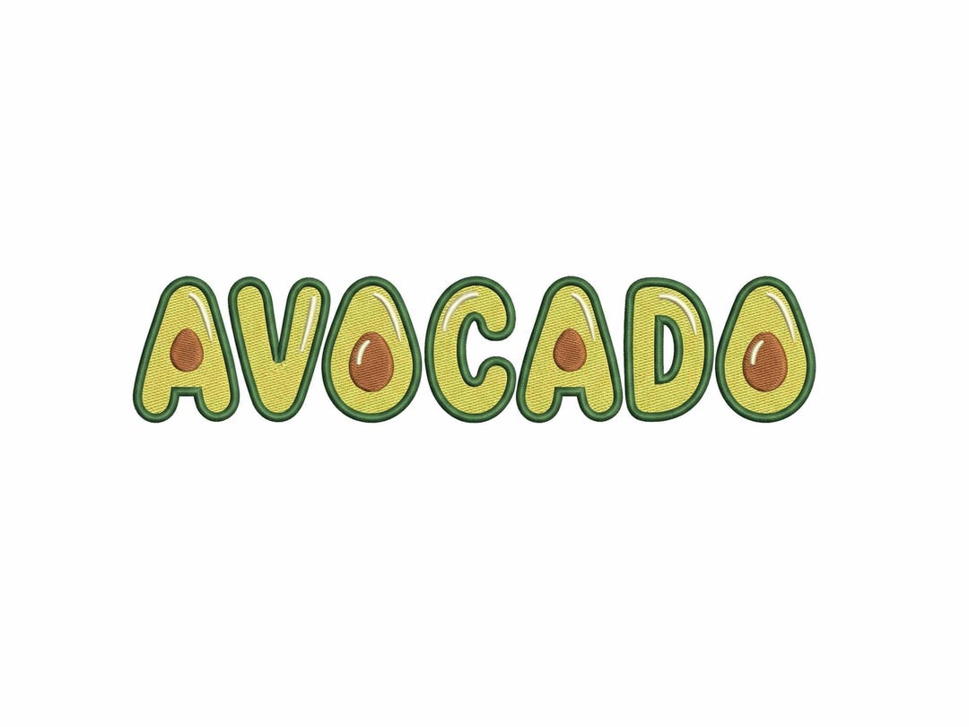 Avocado Font Embroidery Design Digital File, Cute Food Bubble Lettering ...