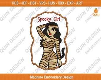 Halloween-borduurwerk spookachtig meisje (digitale download)
