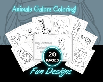 20 Safari & Zoo Animals | Printable Coloring Pages PDF | Children’s Activity Book | Instant Download
