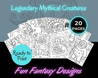Mythical Creatures Coloring Book: 20 Fantasy Designs (Printable PDF