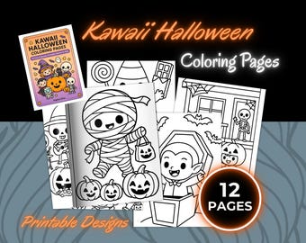 Kawaii Halloween 12 Coloring Pages