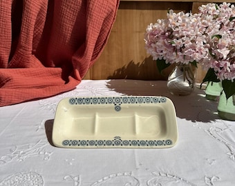 Vintage Seifenschale aus Steingut mit ägyptischem Muster von Longchamp | Vintage Badezimmeraccessoire | Ländlich-elegantes Dekor