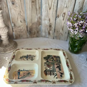 Antique Obernai compartmentalized tray – Sarreguemines earthenware factories – Henri Loux decor – Alsatian scenes – Vintage French earthenware
