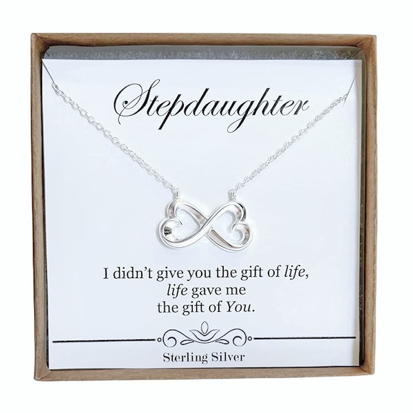 Stepdaughter necklace birthday or wedding gift from stepmom or stepdad, Sterling silver necklace, present for stepdaughter, Infinity Heart