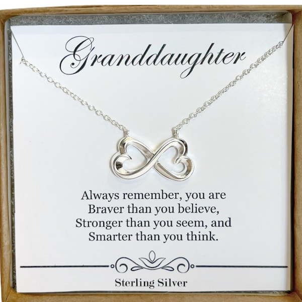 Sterling Silver Granddaughter Necklace: Infinity Heart Pendant