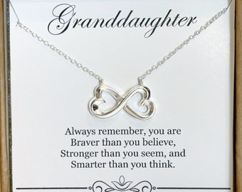 Sterling Silver Granddaughter Necklace: Infinity Heart Pendant
