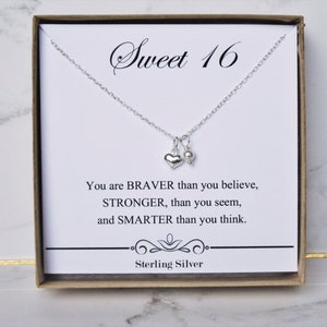 Cadeau pour collier nièce, argent sterling, cadeau, vous êtes plus courageux que vous ne le croyez, graduation d’anniversaire Cadeau Sweet 16, bijoux nièce, mignon