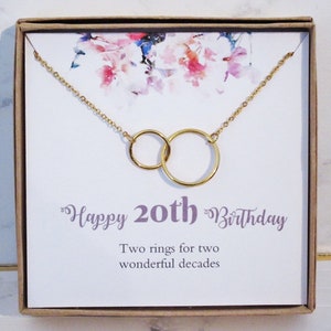 Cadeau de 20e anniversaire, collier de 20e anniversaire: cadeau d’anniversaire, deux décennies, idées de cadeaux de 20e anniversaire, cadeau de 20e anniversaire pour elle, 20 ans