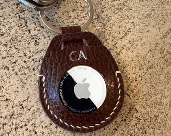 Personalised Full Grain Leather Holder Keychain, Handmade UK Gift