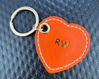 Personalised Handmade Heart-Shaped Leather Keychain | Gift Box & Dust Pouch Included