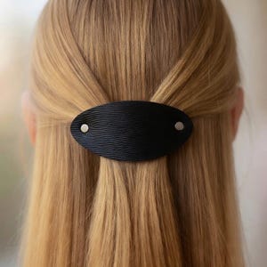 Luxury Straw Calf Leather French Barrette | Hand-Embossed Calfskin | Two Sizes | Hand-Finished | Moisture Resistant | Gift Pouch