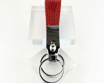 Luxury Leather Keychain with Sliding Quick-Release Clasp