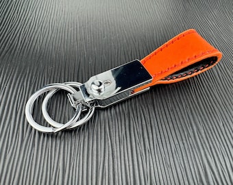 Italian Leather Keychain with Quick-Release sliding Clasp
