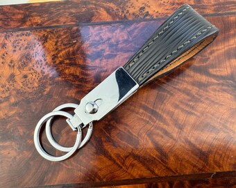 Handmade Saffiano Leather Keychain - Personalized Initial Available