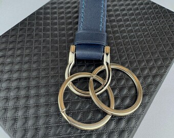 Handmade, Handstitched Luxury Italian Leather Stirrup Keychain