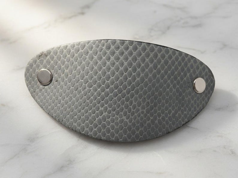Luxury Python-Effect French Barrette | Apple Leather | Hand-Finished | Moisture Resistant | Gift Pouch image 8