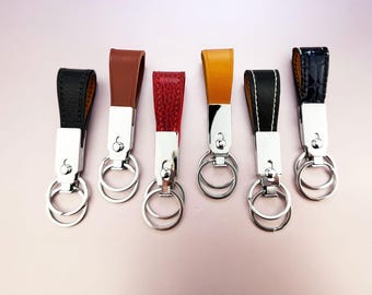 Full Grain Italian Leather Handmade Keyring with Quick-Release Clasp