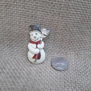 Vintage Enameled Snowman Brooch Pin
