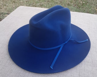 VTG Size 6 3/4 Dynafelt Deluxe Double X Blue Wool/Fur Blend Western Style Hat