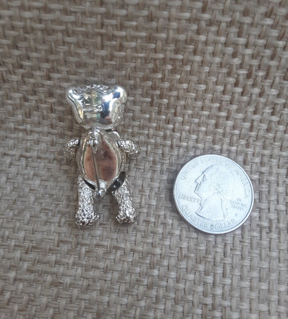 Napier Silver Toned Jointed Teddy Bear Brooch Pin… - image 6