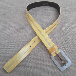 Yellow DVF Leather Double Buckle Belt Small Diane Von Furstenberg | Accessories | Yellow Dvf Leather  main image 4