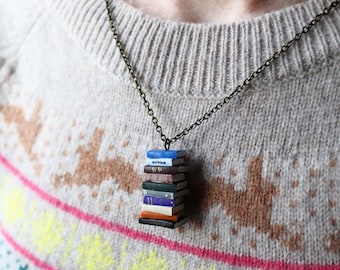 TBR Pile Necklace (Made to Order), polymer clay, very light, 3x1cm