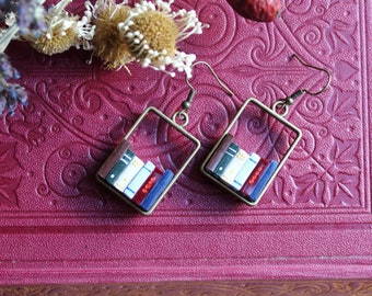 Bookshelf Earrings (made to order) by Coryographies (bronze findings)