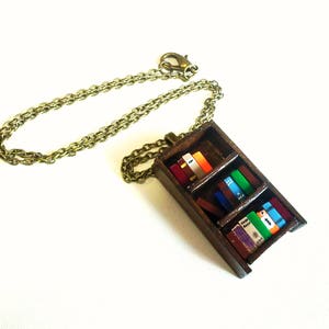 Bookshelf Necklace Little Antique Bookshelf Book Jewelry by Coryographies Made to Order image 10