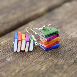 Stack of Books Earrings Made to Order Summer Colours Book Jewelry by Coryographies image 1