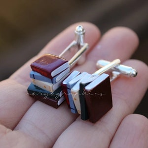 Stack of Book Cufflinks - Made to Order - Book Jewelry by Coryographies (Made to Order)