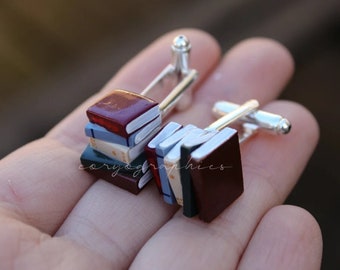 Stack of Book Cufflinks - Made to Order - Book Jewelry by Coryographies (Made to Order)